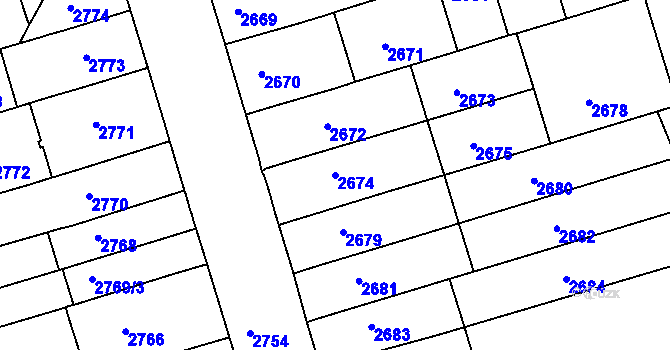 Parcela st. 2674 v KÚ Královo Pole, Katastrální mapa