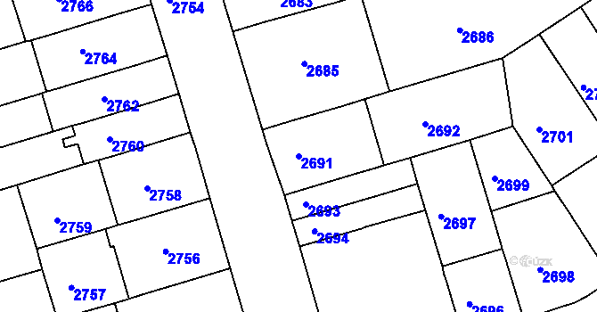Parcela st. 2691 v KÚ Královo Pole, Katastrální mapa