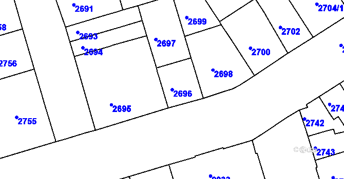Parcela st. 2696 v KÚ Královo Pole, Katastrální mapa