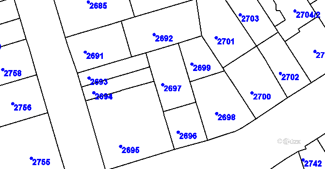 Parcela st. 2697 v KÚ Královo Pole, Katastrální mapa