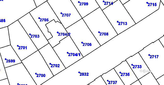 Parcela st. 2706 v KÚ Královo Pole, Katastrální mapa