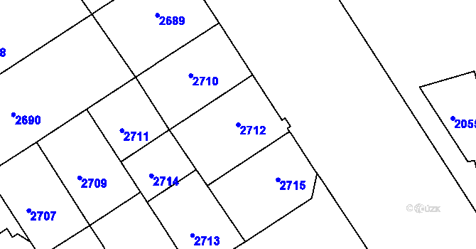 Parcela st. 2712 v KÚ Královo Pole, Katastrální mapa