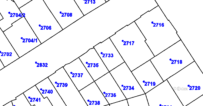 Parcela st. 2733 v KÚ Královo Pole, Katastrální mapa