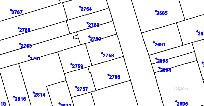 Parcela st. 2758 v KÚ Královo Pole, Katastrální mapa