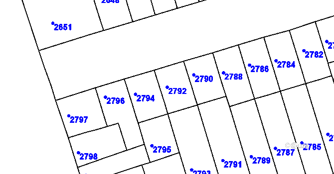 Parcela st. 2792 v KÚ Královo Pole, Katastrální mapa