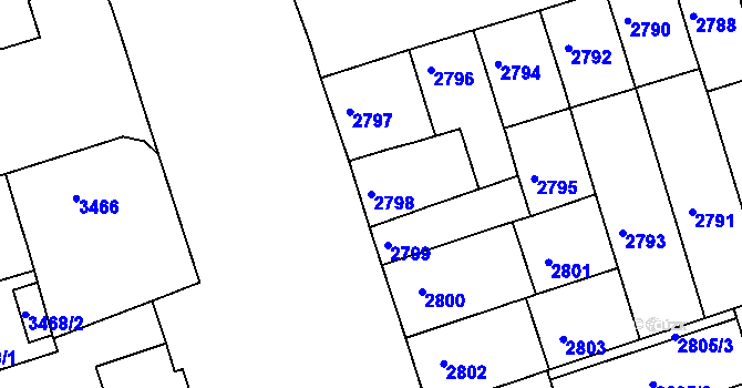 Parcela st. 2798 v KÚ Královo Pole, Katastrální mapa