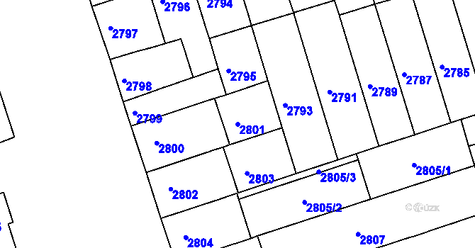 Parcela st. 2801 v KÚ Královo Pole, Katastrální mapa