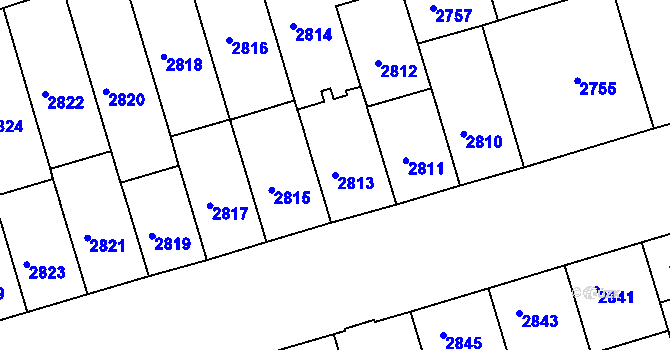 Parcela st. 2813 v KÚ Královo Pole, Katastrální mapa
