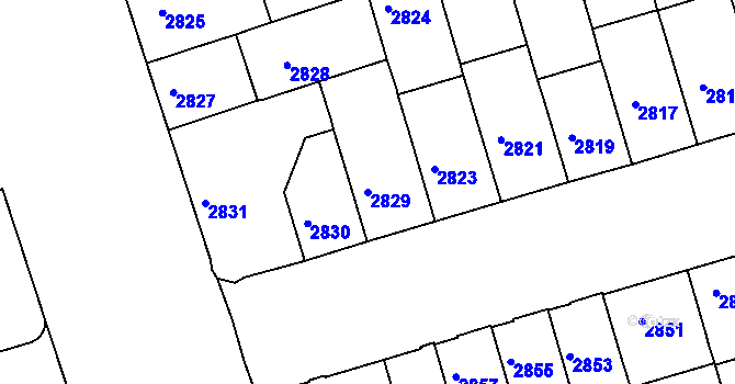 Parcela st. 2829 v KÚ Královo Pole, Katastrální mapa