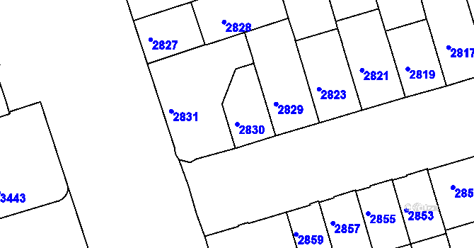 Parcela st. 2830 v KÚ Královo Pole, Katastrální mapa