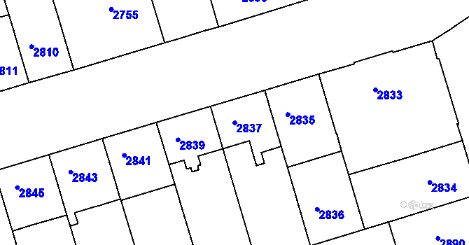 Parcela st. 2837 v KÚ Královo Pole, Katastrální mapa