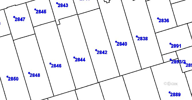 Parcela st. 2842 v KÚ Královo Pole, Katastrální mapa