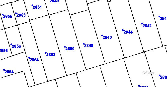 Parcela st. 2848 v KÚ Královo Pole, Katastrální mapa