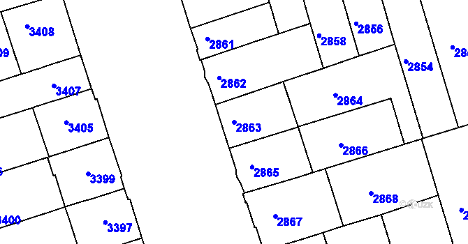 Parcela st. 2863 v KÚ Královo Pole, Katastrální mapa
