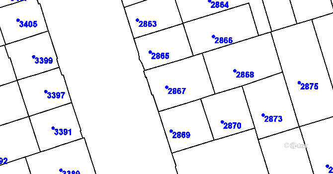 Parcela st. 2867 v KÚ Královo Pole, Katastrální mapa