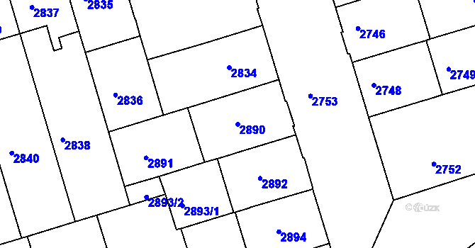 Parcela st. 2890 v KÚ Královo Pole, Katastrální mapa