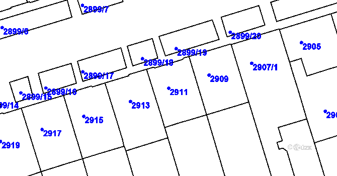 Parcela st. 2911 v KÚ Královo Pole, Katastrální mapa