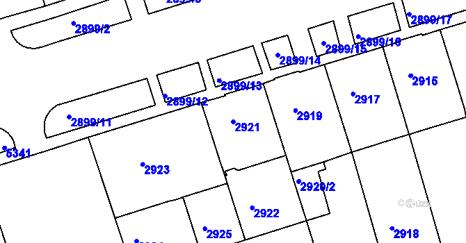 Parcela st. 2921 v KÚ Královo Pole, Katastrální mapa