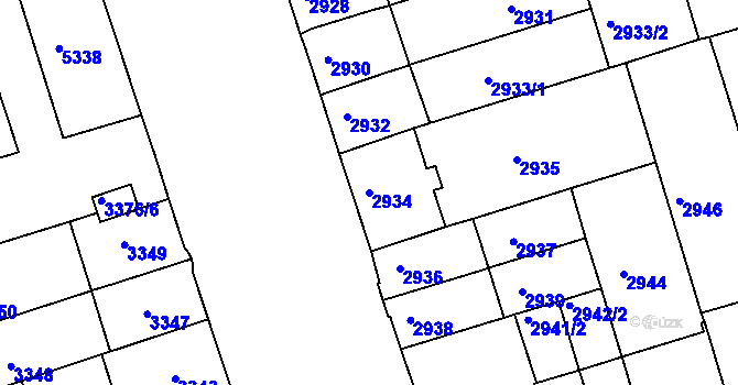 Parcela st. 2934 v KÚ Královo Pole, Katastrální mapa