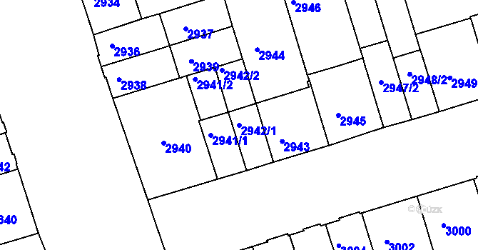 Parcela st. 2942/1 v KÚ Královo Pole, Katastrální mapa