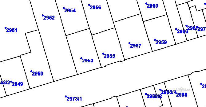 Parcela st. 2955 v KÚ Královo Pole, Katastrální mapa