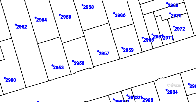 Parcela st. 2957 v KÚ Královo Pole, Katastrální mapa