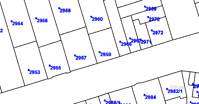 Parcela st. 2959 v KÚ Královo Pole, Katastrální mapa