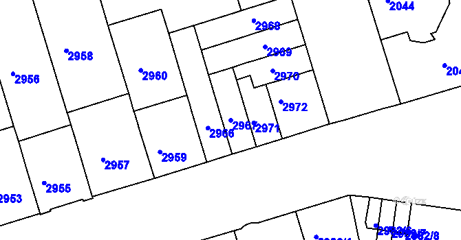 Parcela st. 2967 v KÚ Královo Pole, Katastrální mapa