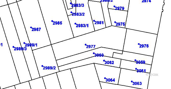 Parcela st. 2977 v KÚ Královo Pole, Katastrální mapa