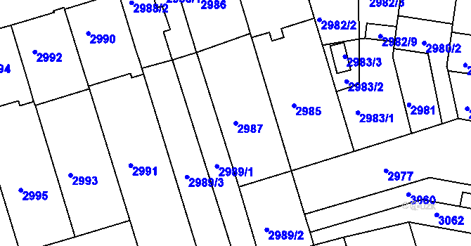 Parcela st. 2987 v KÚ Královo Pole, Katastrální mapa