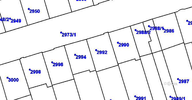 Parcela st. 2992 v KÚ Královo Pole, Katastrální mapa
