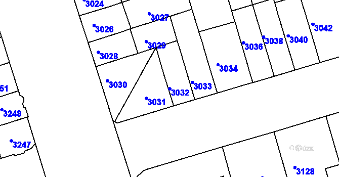 Parcela st. 3032 v KÚ Královo Pole, Katastrální mapa