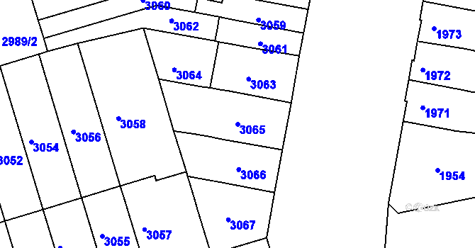 Parcela st. 3065 v KÚ Královo Pole, Katastrální mapa