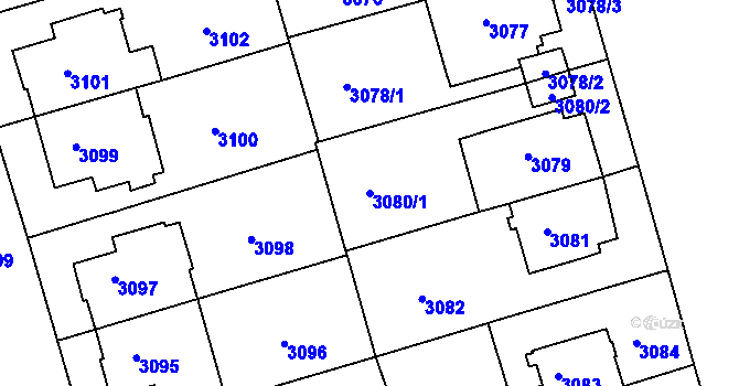 Parcela st. 3080/1 v KÚ Královo Pole, Katastrální mapa