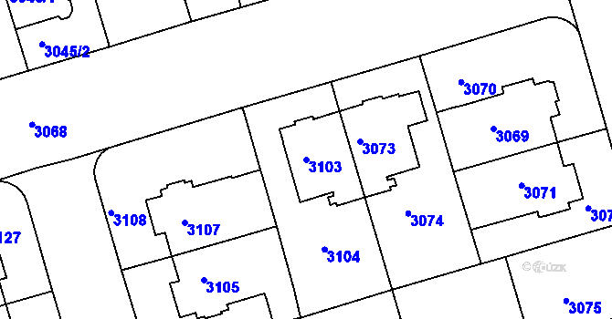 Parcela st. 3103 v KÚ Královo Pole, Katastrální mapa