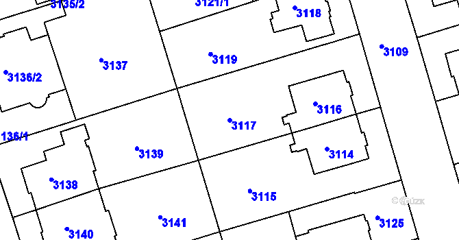 Parcela st. 3117 v KÚ Královo Pole, Katastrální mapa