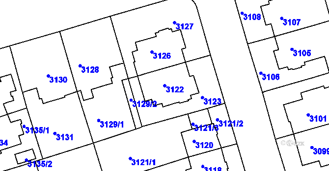 Parcela st. 3122 v KÚ Královo Pole, Katastrální mapa