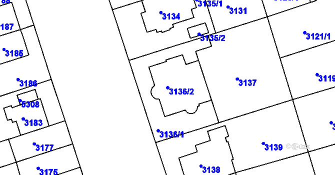 Parcela st. 3136/2 v KÚ Královo Pole, Katastrální mapa