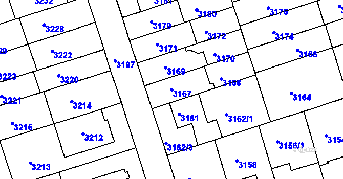 Parcela st. 3167 v KÚ Královo Pole, Katastrální mapa