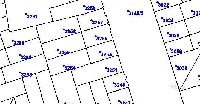 Parcela st. 3253 v KÚ Královo Pole, Katastrální mapa