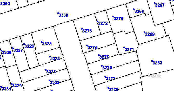 Parcela st. 3274 v KÚ Královo Pole, Katastrální mapa