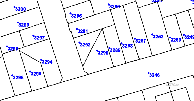 Parcela st. 3290 v KÚ Královo Pole, Katastrální mapa