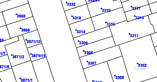 Parcela st. 3309 v KÚ Královo Pole, Katastrální mapa