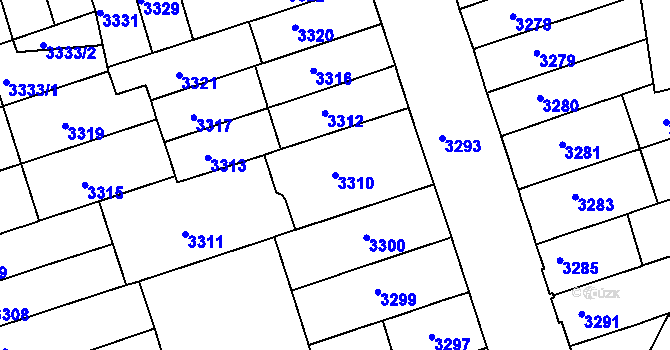 Parcela st. 3310 v KÚ Královo Pole, Katastrální mapa
