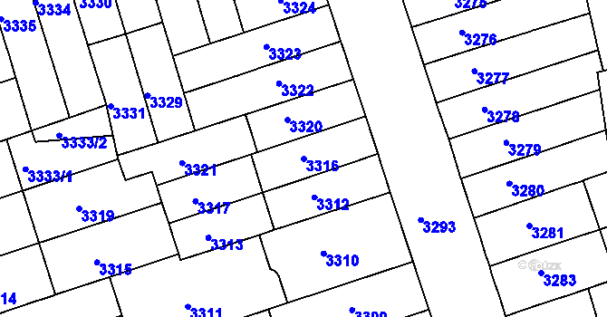 Parcela st. 3316 v KÚ Královo Pole, Katastrální mapa
