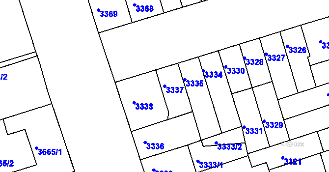 Parcela st. 3337 v KÚ Královo Pole, Katastrální mapa