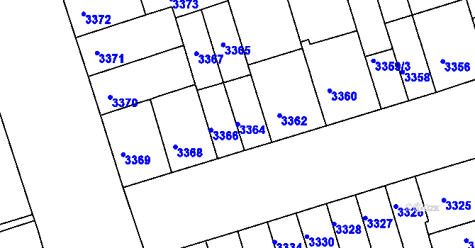 Parcela st. 3364 v KÚ Královo Pole, Katastrální mapa