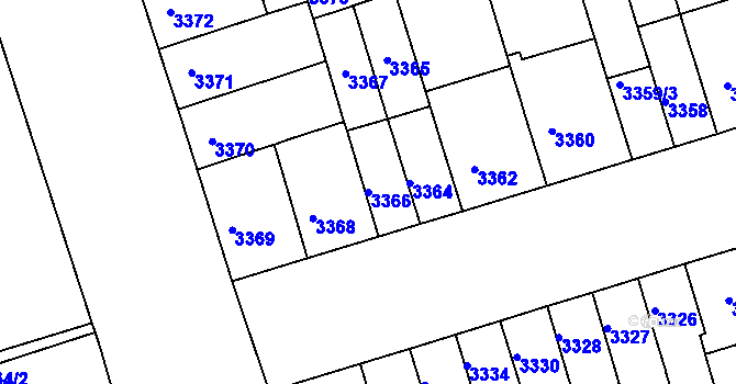 Parcela st. 3366 v KÚ Královo Pole, Katastrální mapa