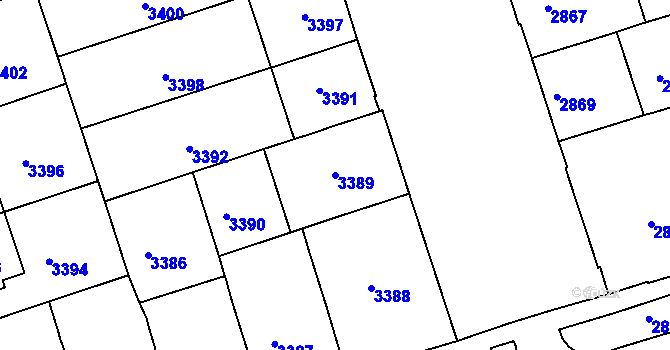 Parcela st. 3389 v KÚ Královo Pole, Katastrální mapa