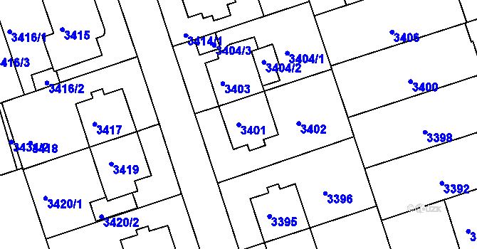 Parcela st. 3401 v KÚ Královo Pole, Katastrální mapa